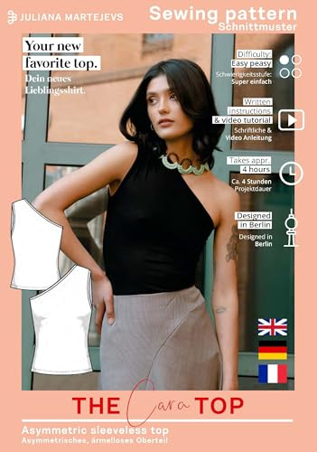 Schnittmuster Asymmetrisches Top Damen (Gr. XS-XXXL) Papierschnittmuster mit Nähanleitung zum Nähen