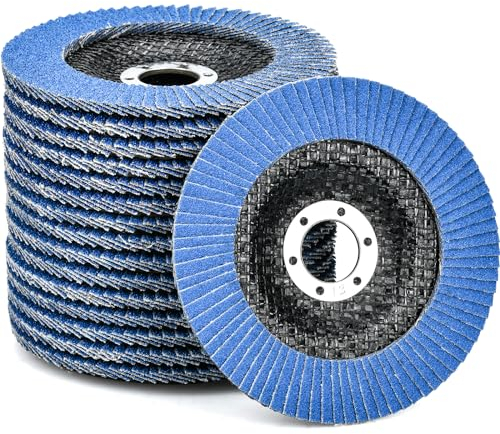 HATANSE 10 Stück Fächerscheiben Ø 125mm x 22 mm Korn 120 Schleifscheiben Schleifmopteller Lamellenscheiben für Winkelschleifer Poliermaschine, Blau