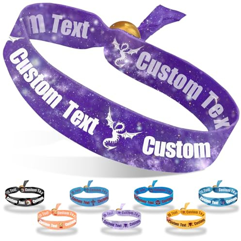 Coregiftr Personalisierte einstellbare Stoffarmbänder - Einweg-Polyester-Armband - perfekt für Veranstaltungen, Konzerte, Clubs und Partys