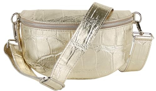 MIRROSI® Bauchtasche Damen, Made in Italy, Echtleder Umhängetasche Echtes Leder, Brusttasche, Crossbody Bag aus Echtem Leder, in 3 Größen erhältlich