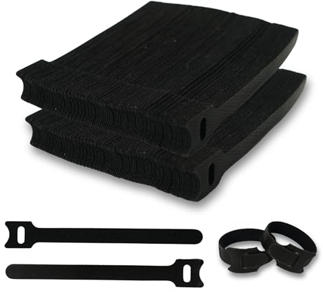 200-Pack Reusable Cable Ties, Cable Ties Reusable Cable Ties Black, Wire Ties, Cable Straps for Organizing Cords, PC Cable Management, and Desk Organization