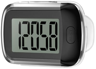 Ankilo 3D Walking Podómetro, llevar correa para el cuello, clip de podómetro simple para caminar, con gran pantalla digital, pantalla LCD, mini podómetro, negro