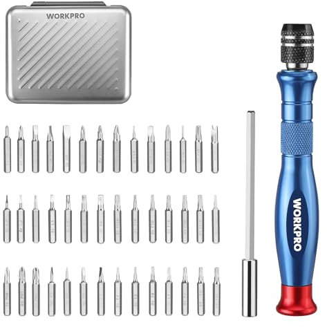 WORKPRO Set di cacciaviti di precisione 44 in 1, cacciavite manuale a penna, 42 punte per cacciavite piccole in acciaio S2, ideali per occhiali, orologi, laptop, telefono, gioielli