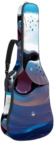 Gitarrentasche, Schutzhülle für 40/41/42 Zoll Akustikgitarre mit Zubehörfach, wasserdichte Gigbag, Lovely Rabbit schwimmt unter Wasser, Mehrfarbig Nr. 04, 42.9x16.9x4.7 in, Gitarrentasche
