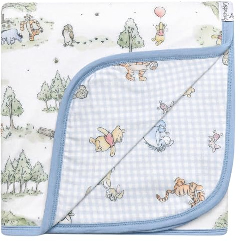 Copper Pearl Large Premium Knit Baby 3 Layer Stretchy Quilt Blanket Hundred Acre Wood
