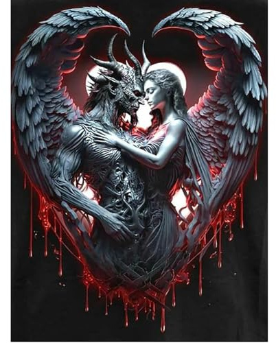 SHEGZHUC 40x50cm Eckige Steine Diamond Painting Engel und Teufel Diamond Painting Totenkopf Frau mit Flügel Mosaik Diamant Malerei Kunst Stickerei Kreuzstich Bilder Geschenk Wanddekoration