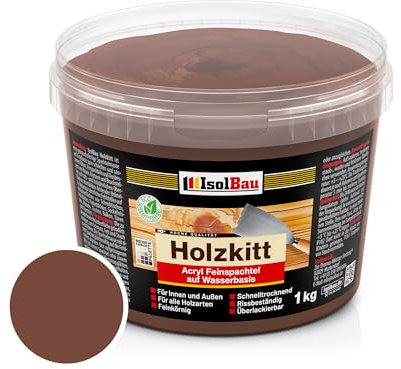 Isolbau - Holz-Spachtelmasse 1 kg - Spachtel für Außen und Innen - Reparaturspachtel - Fertigspachtel - Schnelltrocknend - Palisander (Nr. 13)