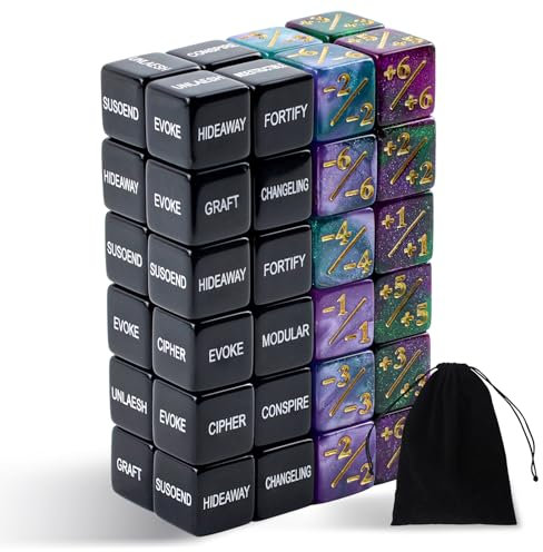 SLAKOZYT 48 Stück Würfel Zähler,MTG Würfelzähler,D6 Würfelzähler Token Magic Würfel,Loyalität Zähler Würfel Kompatibel mit MTG, CCG, Kartenspiel Zubehör mit Aufbewahrungsbeutel