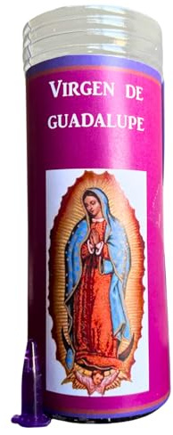 Velón de la Virgen de Guadalupe para Protección y Bendecir Nuestro Hogar | Velón de Petición con Aceite Litúrgico y Oración de 3 Días de Duración Aproximada.