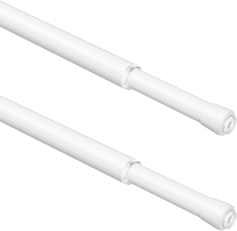 WELDUN 2PCS Small Tension Curtain Rod, 3 in 1 Net Curtain Rods Extendable No Drilling, Φ13mm Spring Tension Pole for Windows, Wardrobe, Cupboard and Bookshelve, 42-75mm