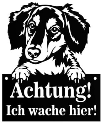Anwicar Vorsicht Hund Schild - Warnschild aus Stahl 1,5 mm - Wetterfestes Hundeschild für Außen - Achtung Hund Türschild - Hunde Schilder Gartenzaun - Mischling - Muster 2 - Schwarz