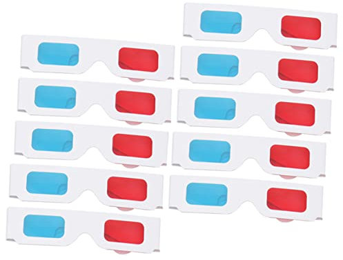 Lurrose 10 Stück 3D-Brillen Aus Papier Für Film Und Tv Rote Und Blaue 3D-filmbrillen Leichte Portable 3D-sehbrillen Für Spiele Und DVDs