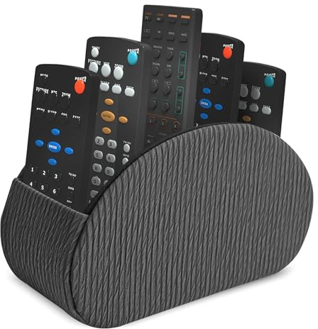 Czzmy Support de télécommande en cuir PU avec 5 compartimentsen cuir PU,multifonction boîte de rangement pour télécommandes TV,crayons,fournitures de bureau,pinceaux de maquillage(1-bois noir)