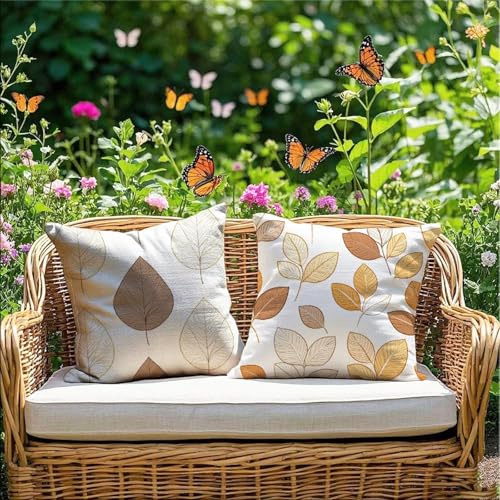 Cuscini da Esterno Impermeabili 50x50cm Bianco Cuscini per Divano Impermeabili Velluto Stampa Fronte Retro Decorazioni Casa Pianta Cuscino per Panca da Esterno Giardino Patio Fodera, Regalo RG-850