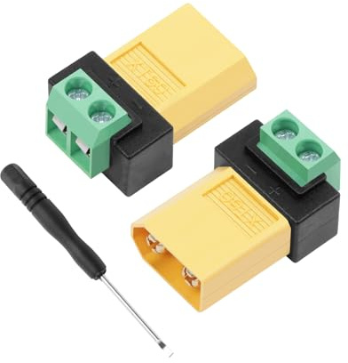 YANBORONSN XT60-kontakter Skruvterminaladapter, XT60 hane till lödfri 2-stifts terminaladapter för solpaneler, drönare, flygmodeller, balansladdare (2 st)
