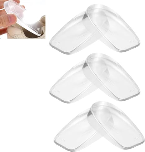 6 almohadillas para talón, almohadilla de talón de 1 cm, gel de silicona para el talón, plantillas para aumentar la altura de los zapatos, dolor de talón, fascitis plantar, cojín de apoyo para hombres