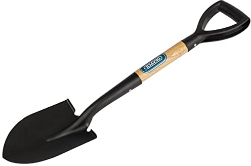 Draper 15072 Round Point Mini Shovel with Wood Shaft, 0 V, Black