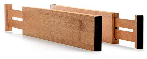 woodluv Set of 2 Wooden Drawer Dividers Separators Organizers Expandable Dividers