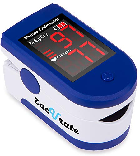 Zacurate Fingertip Pulse Oximeter Blood Oxygen Saturation Monitor with Batteries and Lanyard Included (Sapphire Blue)