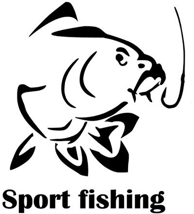 Fisch Aufkleber als Autoaufkleber oder Wandtattoo Aufkleber in 17cm oder 20cm Größe, Fisch Fishing Angeln Sport Aufkleber (232/13) (schwarz Glanz, 20x23cm)