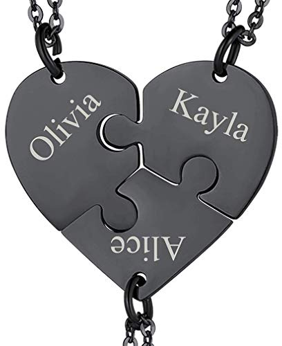 FaithHeart personalisierte Puzzle Anhänger DIY Namenskette aus Edelstahl BFF Freundschaftskette Familienkette mit Gravur Puzzle Kette für 2/3/4/5/6/7/8