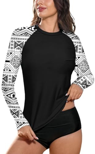 BesserBay Surftröja för damer, långärmad, med rund hals, solskydd UPF 50+, rashguard, storlek S–XXL, M