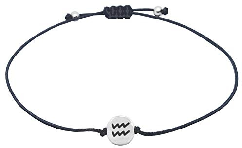 Selfmade Jewelry Armband Damen Silber Sternzeichen Größenverstellbares Makramee Armkettchen Handmade Inkl. Geschenk-Verpackung