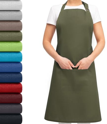 EllaTex Küchenschürze Unisex – Kochschürze 100% Baumwolle, verstellbar, mit Tasche, für Küche, Grill, Gastronomie & Service