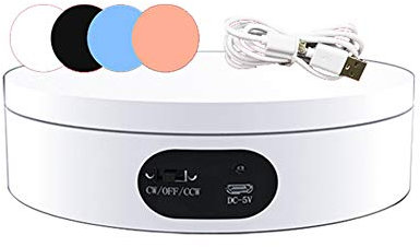GEREP Piattaforma Girevole di 360 Gradi, Piatto Girevole Rotante Elettrico Base per Fare Foto, Video e Mostra Prodotto, Carica 2kg / bianca / 160×45mm