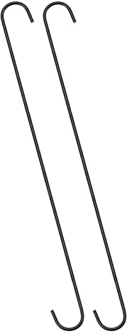sourcing map 2 Stück S Haken Groß 20 Zoll/500mm Haken zum Einhängen, geeignet für Innen und Außenbereich Küche, Wohnzimmer, Bad, Garten, Garderobe Schwarz