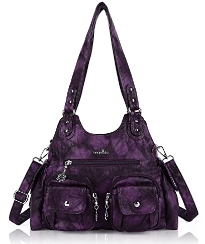 Angel Kiss Handtaschen für Frauen Hobo-Taschen für große Tragetasche weiches PU-Leder Multi-Taschen Umhängetasche Top Griff Handtasche, violett