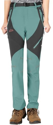 YSENTO Damen Outdoor Wanderhose Wasserdicht Softshellhose Fleece Gefüttert Warm Winter Trekkinghose Skihose