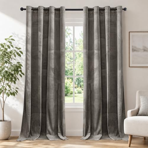 Ystyle Samt Vorhang Blickdicht 2er Set, H280 x B140 cm, Kamel | Wasserabweisend Gardinen Wohnzimmer Modern, Thermovorhang Hitzeschutz Kälteschutz, Verdunklungsvorhänge per Soggiorno