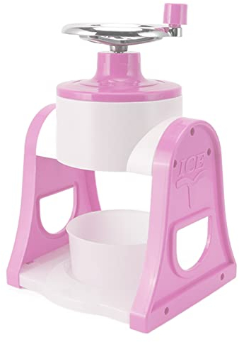 Handkurbel Ice Crusher, Crushed Ice Maker Tragbare Schneekegelmaschine Manuelle Rotarys Mini Shaved Ice Machine Mit Shaved Ice Bowl(Rosa)