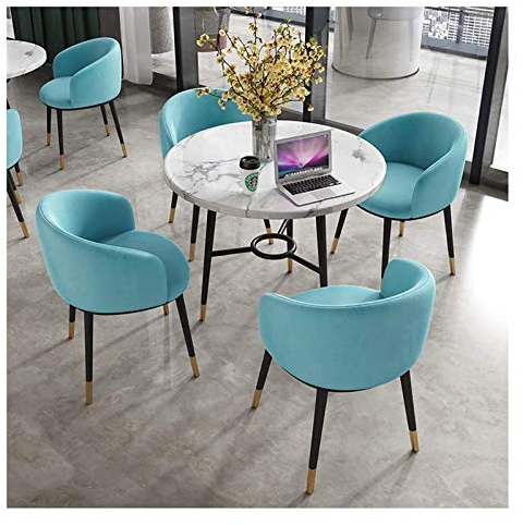 Moderner Konferenztisch, Business-Couchtisch, Heim-Wohnzimmertisch und Stuhl-Set, runder Holztisch mit 4 Lounge-Stühlen, für Zuhause, Büro, Restaurant, Küche, kreative Mode (Farbe: Gelb)