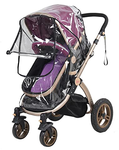 Gobesty Universal Regenschutz für Kinderwagen Kinderwagen Regenschutz für Kinderwagen mit Nylon Wasserdicht Reißverschluss Transparent Kinderwagen Regenschutz Baby Reise Wetterschutz für die meisten