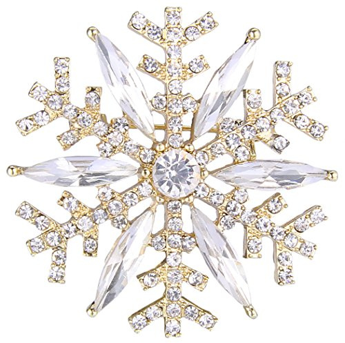 EVER FATIH Schneeflocke Brosche für Damen Mädchen Strass Kristall Winter Party Weihnachten Anstecknadel
