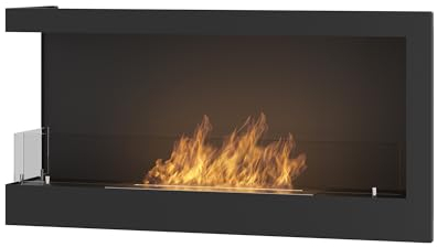 OutInFire Bioethanol-Kamin zum Einbau - Eckkamin Öffnung rechts/links schwarz, aus Stahl mit Glas, Corner (90 cm links)