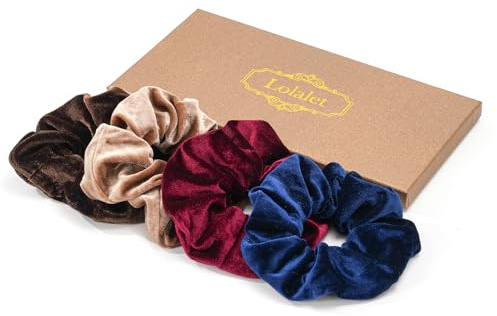 Lolalet 4 Unidades Gomas de Velvet para Pelo Scrunchies Bandas Suaves y Elásticas para Mujer Niñas Accesorios para Cabello -Estilo B