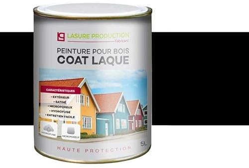 PEINTURE POUR BOIS : COAT LAQUE-Noir-Bidon de 5 l