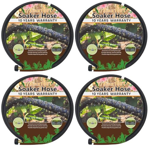Holldoor Confezione da 4 tubi flessibili per irrigazione da giardino da 3 m, tubi corti da 10 m, tubo da giardino in gomma per irrigazione, sistema di irrigazione a goccia resistente (confezione da 4)