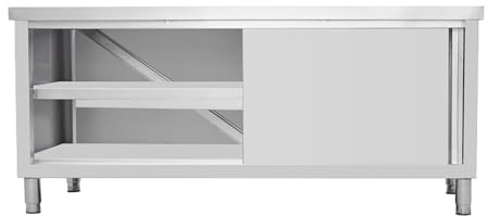 CMYAOYC Küchenschrank, Edelstahltisch, Arbeitstische für Lebensmittelzubereitung, Metalltisch. Edelstahl Arbeitstisch mit Schiebetüren, Edelstahl Arbeitsplatte, Grilltisch Outdoor (Size : L120cm W80c