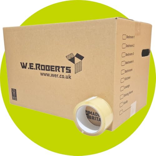 20 Moving Boxes Large Strong Cardboard Packing Boxes for Moving House – Ideal for Storage, Moving, and Packing 45.7cm x 28.8cm x 28.8cm with Carry Handles and Room List (20) (Includes Tape, 20 Boxes)