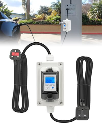 SUPAREE 230V 13A Power Consumption Monitor Electricity Usage Monitor Mobile Digital Electricity Meter Two Phase with LED/Reset IP67 Waterproof for Motorhomes Electric Vehicles Homes