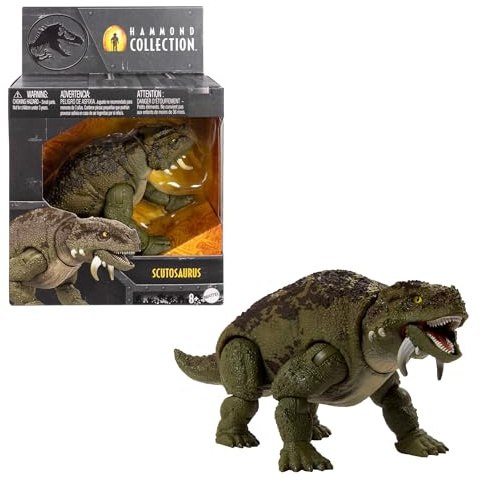 Jurassic World Collection Hammond Scutosaurus Figurine articulée de dinosaure, conception haut de gamme, yeux en verre et 14 points d’articulation, JDJ08