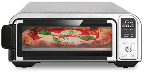 Kitchen Elite 8 in 1 Digital Toaster Oven Air Fryer Combo with Touch Panel and 12 Inch Pizza Capacity, Stainless Steel, Silver