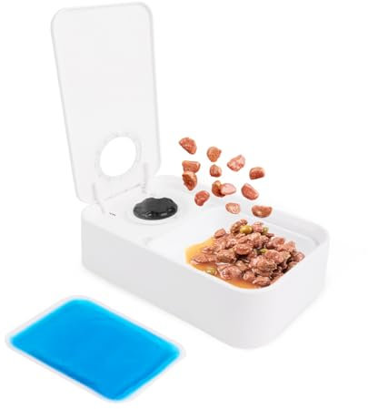 ALL FOR PAWS Timed Dog Feeder with Ice Pack – 1 Meal | Automatic Pet Food Dispenser | Portion Control | Keep Fresh | Ideal for All Dog Breeds (1 Meal)