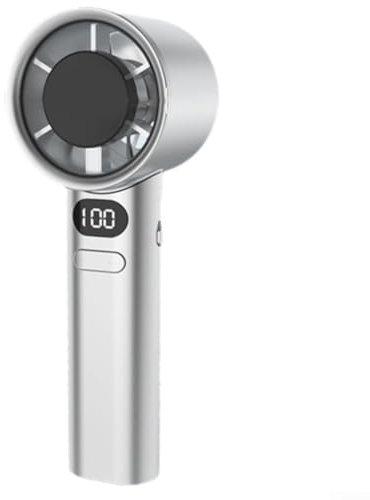 Feegow Mini-Handventilator, tragbar, leistungsstark, wiederaufladbar, LED-Display, persönlicher kleiner Schreibtischventilator für Zuhause, Büro, Schlafzimmer, Outdoor, Reisen (weiß)