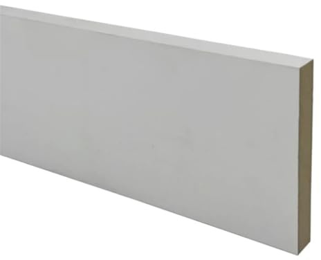 PACK OF 5 (Total 5 Units) - 18mm x 119mm White Primed MDF Planed Square Edge Skirting Board - 4400mm Length