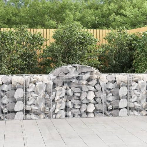 Xichuzi Gabionen mit Hochbogen 3 STK. 200x50x80/100 cm Verzinktes Eisen, Gabionen Zaun, Steinkorb Garten, Gabionenkörbe, Gabionen Gitter, Dekorative Zã¤UNE - 3146300